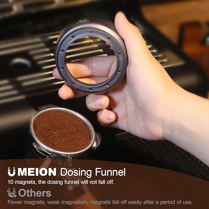 MEION Espresso Dosing Funnel and Puck Screen Set, Magnetic Coffee Funnel, Reusable Espresso Puck Screen, Espresso Tools Espresso Accessories (Silver, 54mm)
