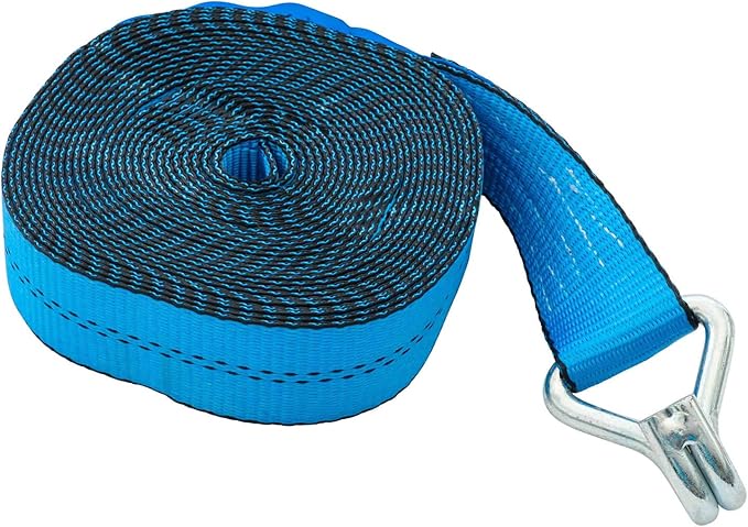 Mytee Products 10 Pack 2 inch x30 ft Heavy Duty Ratchet Straps with Double J Hooks - 10,000 Lbs Breaking Strength Blue Tie Down Straps w/Wire Hooks for Industrial Use, Trailers, Truck Cargo