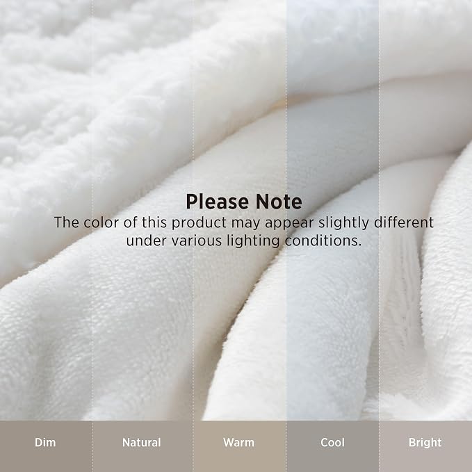 Bedsure GentleSoft Sherpa Fleece Throw Blanket for Couch, Non-Heated, Thick and Warm Throw for Women and Men, Soft Fuzzy Plush Blanket for Winter, Bright White, 50x60 Inches
