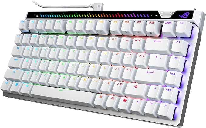 ASUS ROG Falchion Ace 75 HE Wired Analog/Hall Effect Gaming Keyboard – 75% TKL, USB, Hot Swappable HFX V2 Magnetic Switch, Rapid Trigger, 8KHz Polling, Carry Case, Web-Based Config – White
