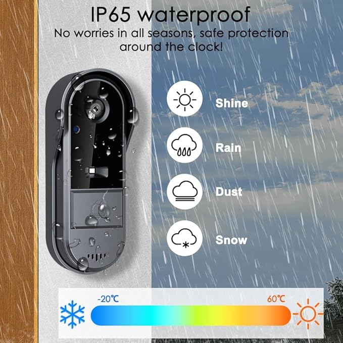 Doorbell Camera Wireless No Subscription with Monitor for Home/Apartment, Timbre con Camara 1080P No App/WiFi Needed, Video Intercom 2-Way Talk,Waterproof Door Bell with Recording & Night Vision