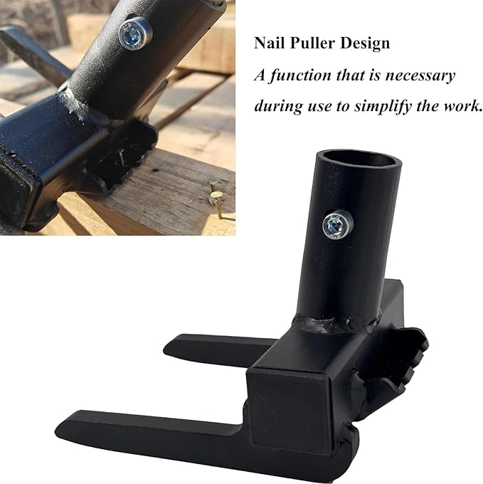Pallet Buster with Nail Puller, Deck Wrecker Pry Bar, Heavy Duty Pallet Deck Board Removal Tool without Handle, Industrial Breaker Bar for Removing or Tearing Down Woods, Black