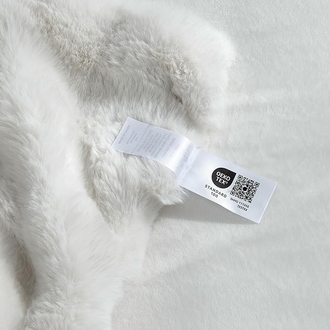 Cozy Bliss Faux Fur Throw Blanket for Couch, Fuzzy Soft Plush Thick Bubble Blanket for Sofa Bedroom Living Room, 90 * 90 Inches Cream White