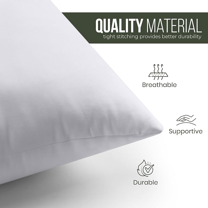 Utopia Bedding Throw Pillows, 24x24 Pillow Inserts, Pack of 1, White | Down Alternative Throw Pillow Inserts, Couch Pillows for Indoor Decor, Plush & Supportive, Decorative Cushion for Sofa, White
