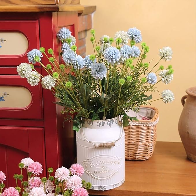 VANCORE Shabby Chic Metal Milk Jug Planter Metal Vases for Decor Rustic Flower Bucket Farmhouse Decorative Vases