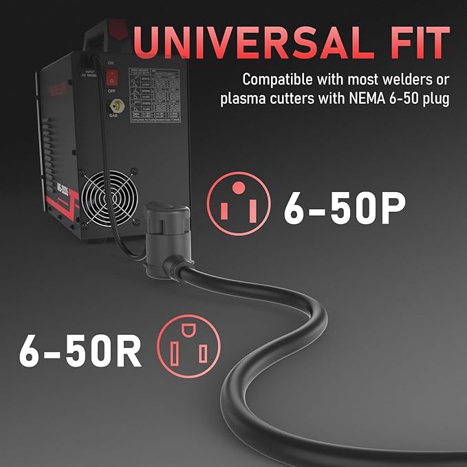 YESWELDER 50ft 250 Volt Welder Extension Cord 10 AWG Power Extension for Welding Machines, NEMA 6-50P to 6-50R