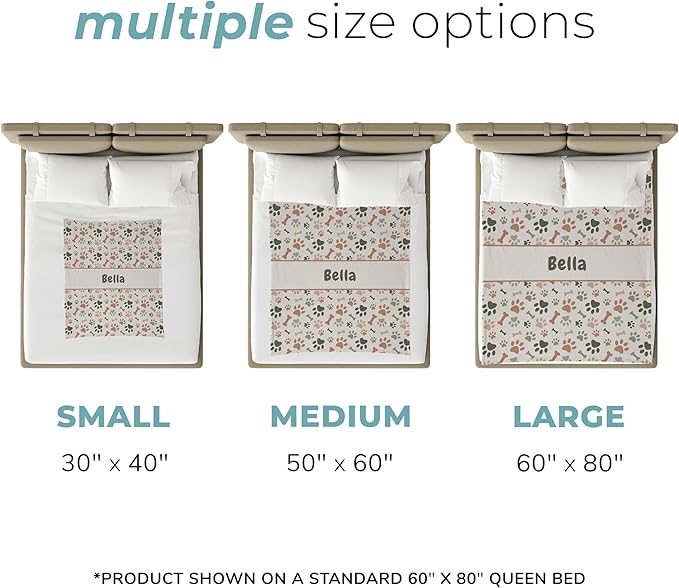 Prints Next Day – Custom 60" x 80" Fleece Pet Lightweight Blanket Personalized with Pet Lightweight's Name - Paw Pattern - Gift for Dog Owners - Printed in America