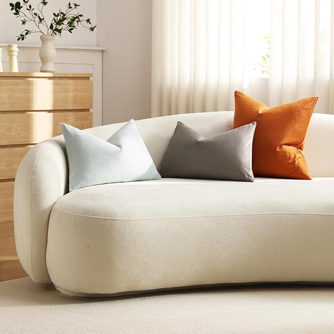 Throw Pillow Covers 22x22 Orange: Pack of 2 Cozy Soft Velvet Square Modern Luxury Decorative Throw Pillow Cases for Sofa Couch Living Room Bed Home Decor