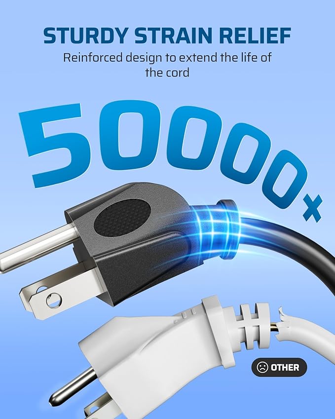 DEWENWILS Extension Cord 3ft, 14/3 SJTW Weatherproof Power Cable for Indoor Use, 3 Prong Heavy Duty Power Cord, NEMA 5-15P to NEMA 5-15R, Black, ETL Listed, 2 Pack