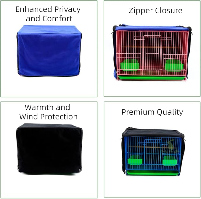 MANON ROSA Bird Cage Cover Birdcage Curtain - Enhanced Privacy Safety Comfort for Parrots Cockatiels Lovebirds Budgerigar Finch Canary Parakeet (XXL(23.6" L x 15.7" W x 15.7" H),Blue)