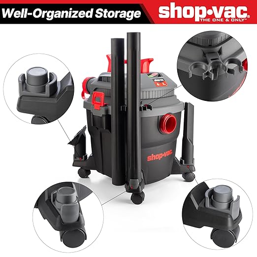 Shop-Vac 6 Gallon 5 Peak HP Wet/Dry Vacuum, Portable Shop Vacuum with Attachments for Jobsite, Garage & Workshop. 5430097
