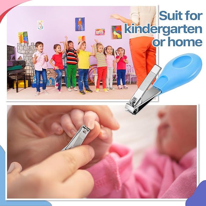 50 Pcs Baby Nail Clippers Bulk Blue Fold Up Stainless Steel Finger Trimmer Cutter for Newborn Infant, Home Travel Nursery(Blue)