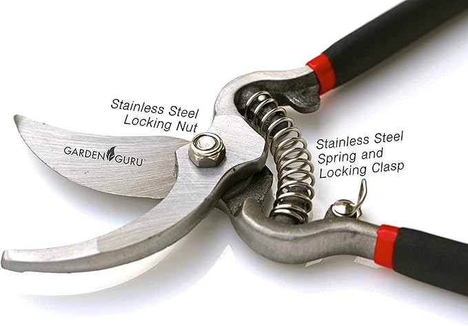 Garden Guru Classic Bypass Pruning Shears Clippers ??Heavy Duty Forged Steel Garden Pruners ??Safety Lock ??Non Slip Comfort Grips ??Cuts up to 1????Professional Bypass Pruners for Gardening (4 Pack)