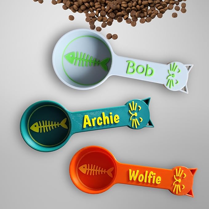 Personalized Cat Food Scoop, Cat Food Measuring Cup with Name, Kibble Scoop (6 oz - 3/4 cup)
