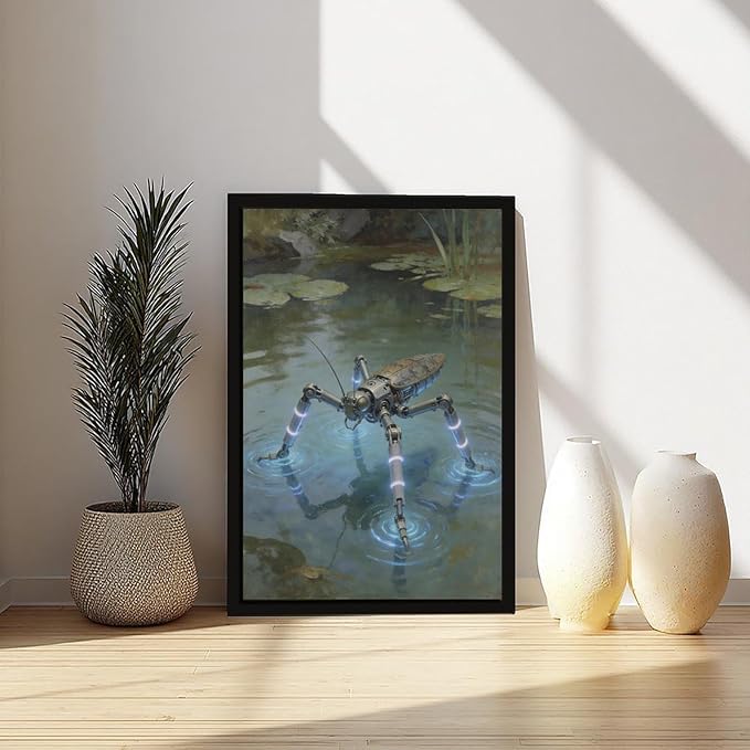 Framed Modern Sci Fi Wall Art for Living Room And Studio Futuristic Minimalist Decor 16x24in