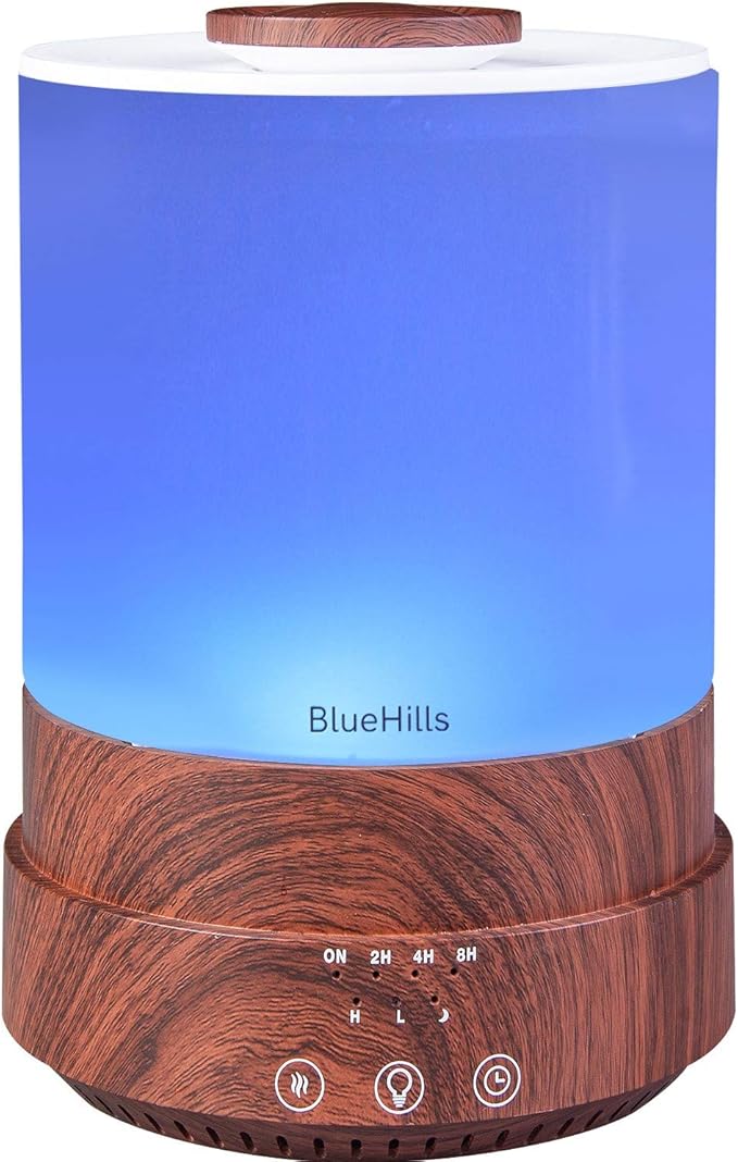 BlueHills Premium Set of Two Large 2500 ML and 4000 ML XL Essential Oil Diffusers Humidifier Combo for Large Room Home with Décor LED Lights Great Gift – Value Pack of Dark Wood Grain