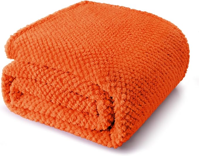 Whale Flotilla Soft Fleece Queen Size Bed Blanket, Burnt Orange | 90x90 Inch, Suitable for Bed, Fluffy Fuzzy Jacquard Blankets for All Season, Lightweight and Cozy