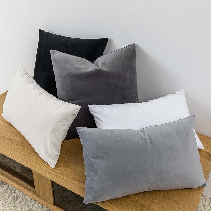 18x18 Velvet Throw Pillow Covers Set of 2 for Couch Bed Sofa,Cream White | Decorative Soft Cushion Covers with Invisible Zipper for Modern Living Room Bedroom Home Decor