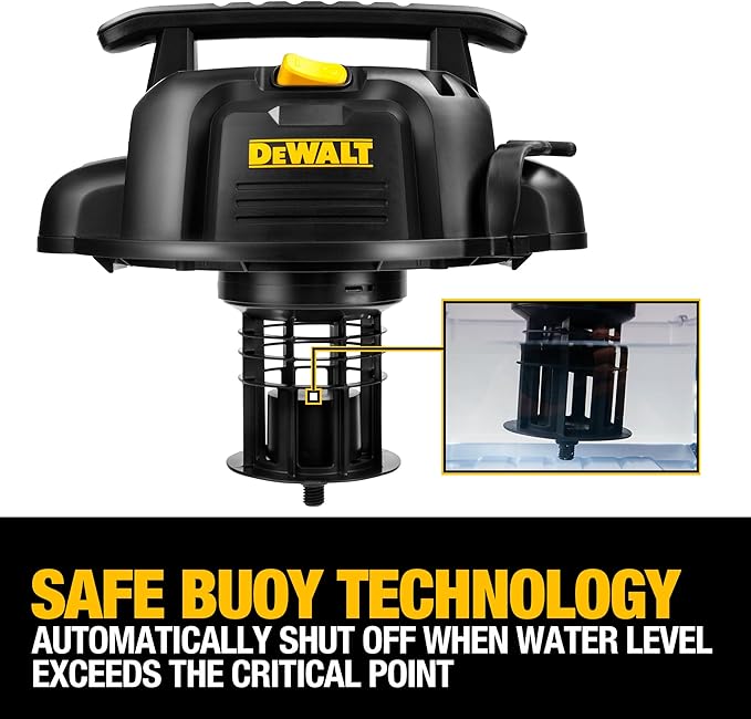 DEWALT DXV06P 4 Peak HP Shop Vacuums, 6 Gallon Poly Wet/Dry Vac, Heavy-Duty Shop Vacuum with Blower Function Yellow+Black