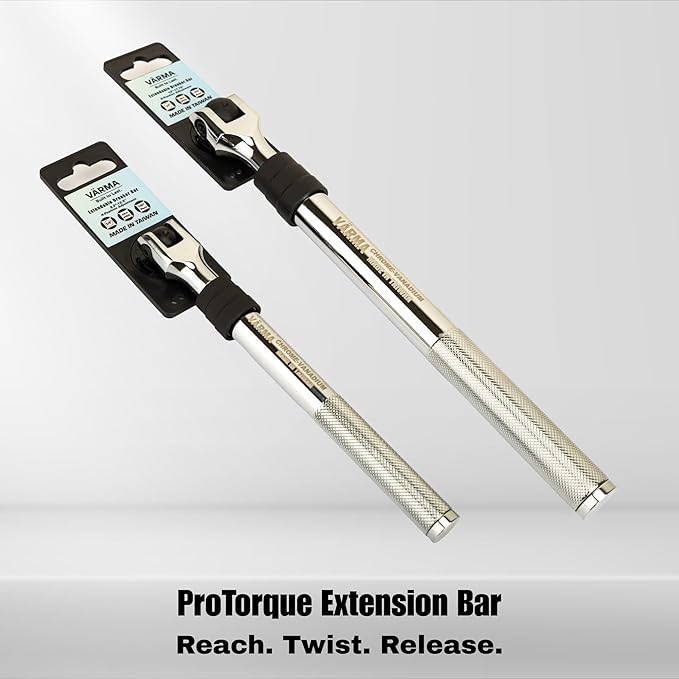 3/8" Drive Breaker Bar – 8.5–12.5" 4-Stage Extendable Handle, 180° Flex Head, Chrome Vanadium, High Torque