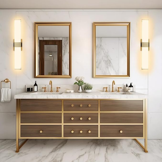 Kalium 24in Modern Wall Sconces, Dimmable Bathroom Vanity Lights, 3000K Warm White LED Indoor Sconces Lighting for Bathroom, Stairs, Living Room, Bedroom. Hardwired.