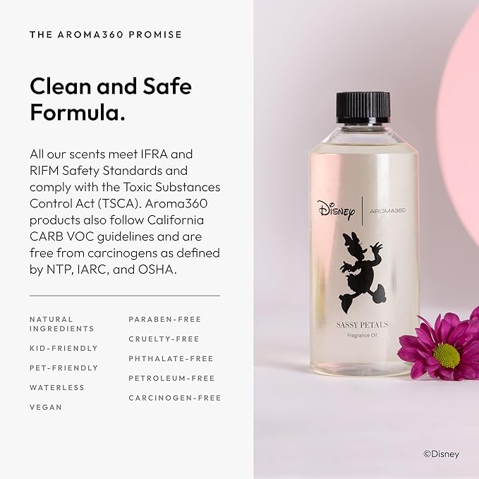 Aroma360 | Disney | Sassy Petals Fragrance Oil Blend | Daisy Duck | Luxury Aromatherapy Scent Diffuser Oil | Bergamot, Rose and Amber 16.9 fl oz, 500 mL