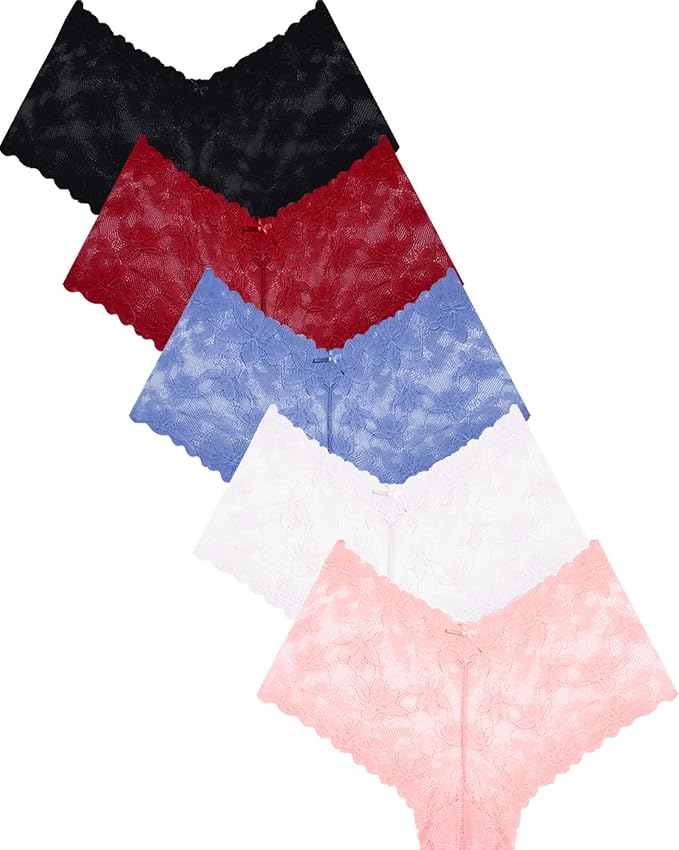 Take Talk Sexy Lace Underwear Panties Lingerie Gift for Women Wife 5 Pack Soft Cheeky Boy shorts Plus Size Underwear Women