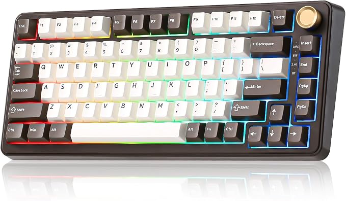 YUNZII B75 PRO 75% Wireless Mechanical Keyboard (Coffee Brown, Cocoa V2) | Hot Swap Keyboard with Knob, Gasket Mount, Creamy Pre-lubed Switch for Smooth Typing, BT/USB-C/2.4G, for Gaming