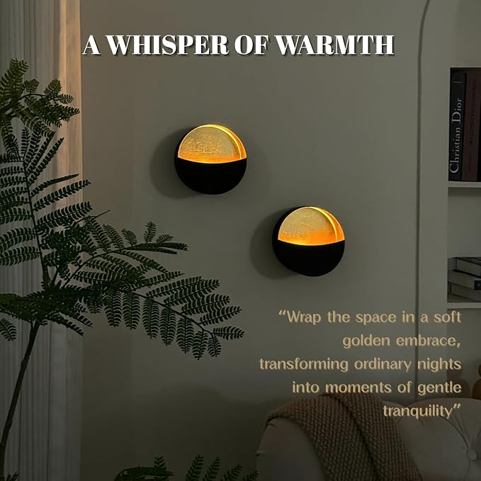 Eclipse Candle Sconces Set of 2, Wall Candle Holders with Gold Interior | Modern Gray Metallic Wall Candlestick Holders with Golden Foil Christmas Decor for Living Room, Bedroom, or Farmhouse Decor