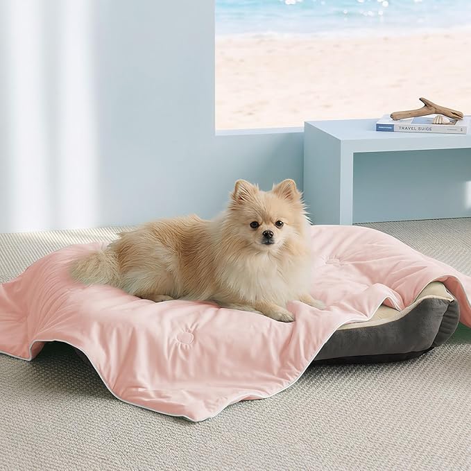 Soulbond Cooling Blanket for Large Dogs - Q-MAX>0.45, Washable Cool Pet Cats Throw Blanket for Hot Weather, Self-Cooling Soft Dog Mat for Bed Crates Couch Sofa Cars(40"x50", Pink)