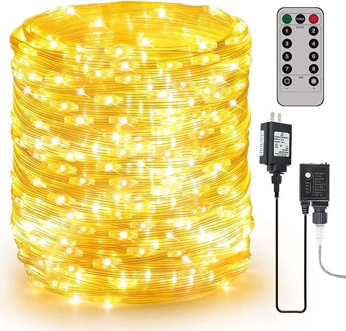 Ultra Long LED String Lights - 328ft 1000LEDs 8 Modes Dimmable Fairy Lights, Waterproof UL Listed Plug Copper Wire with Clear Casing and Remote Control for Room, Patio, Wedding, Party (Upgraded)