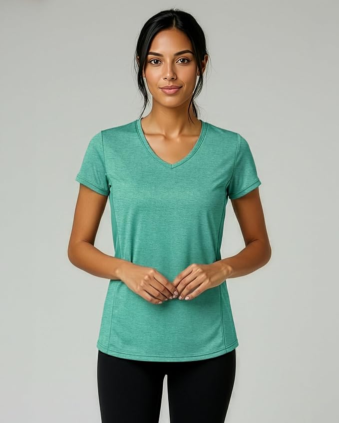 5 Pack Women's Dry Fit V Neck Workout Tops T Shirts Athletic Gym Yoga Tees | Available In Plus Size, Cooling Moisture-Wicking, Short Sleeve, Quick-Dry, Fitness, Stretch, Exercise, Running, Hiking