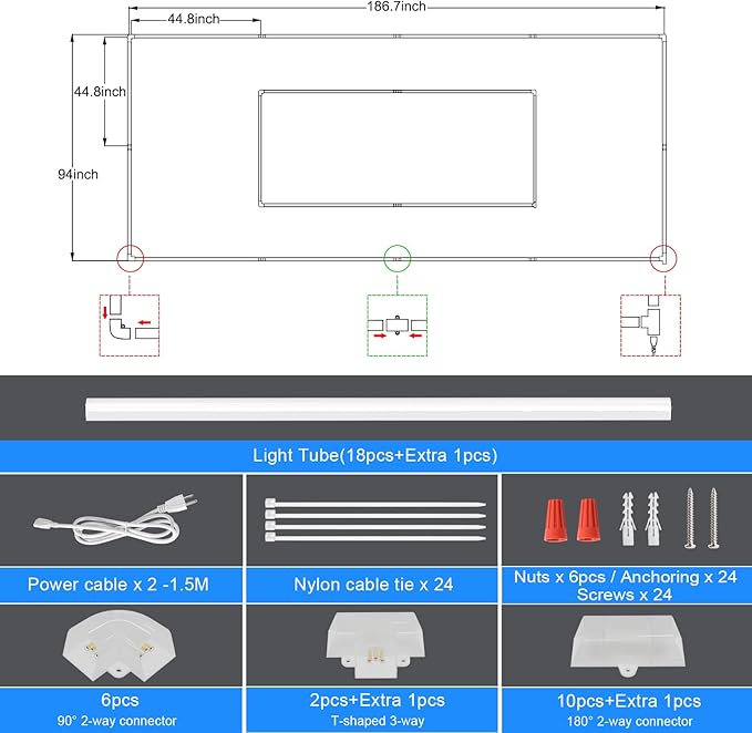 LED Garage Lights Fixture: High Brightness 39000LM LED Garage Lighting Ceiling LED Light, Updated 44.8 inch Large Size Rectangle Light for Garage Shop Workshop Gym Car Detailing