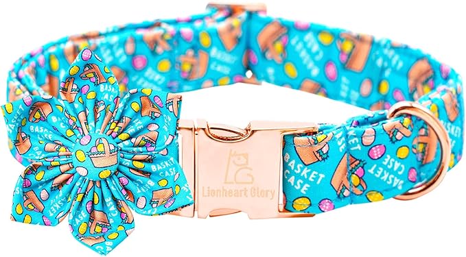 Lionheart glory Easter Day Dog Collar with Flower Dog Collar for Small Dogs, Easter Egg Dogs Collars Colorful Spring Collars Flowers Puppy