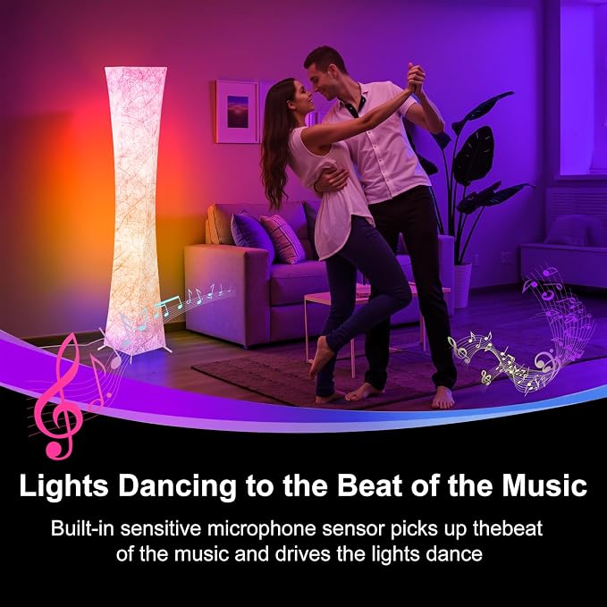 WORLD WIN Floor Lamp, 61'' Smart RGB LED Corner Lamp with Music Sync and 16 Million DIY Colors, 3 Color Temperature, APP & Remote Control, Color Changing Standing Floor Lamp for Bedroom Living Room