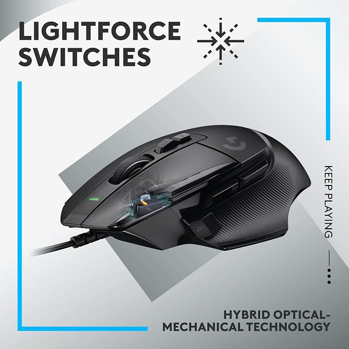 Logitech G502 X Wired Gaming Mouse - Black | Optical Switches, 13 Buttons, Infinite Scroll, PC/MacOS Compatible