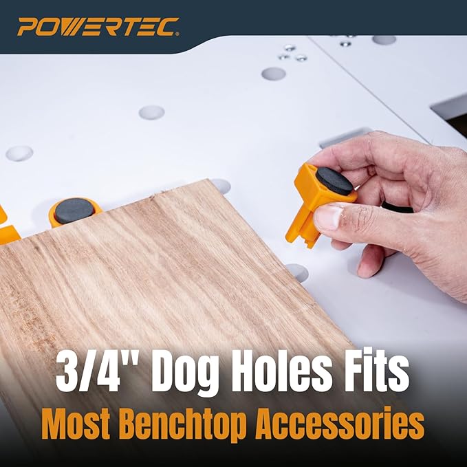 POWERTEC 72311 Arachni-Flex Portable Workbench - 24" x 48" PVC Waterproof Foldable Tabletop w/Pre-drilled Dog Holes & Quick-Insert Locks and 2x4ft Collapsible Workstand 2500 lbs Capacity