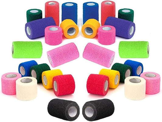 3 Inch Vet Wrap Tape Bulk (Yellow) (Pack of 6) Self Adhesive Adherent Adhering Flex Bandage Grip Roll for Dog Cat Pet Horse