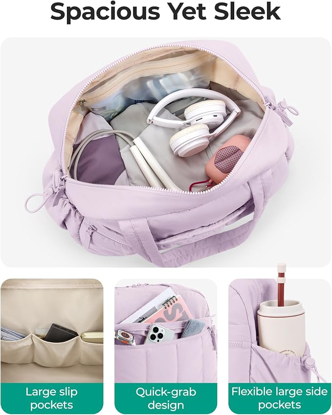 BAGSMART Duffle Bag for Travel, Gym Bag for Women, Weekender Carry on Bag | PVC Wet Pocket, Airline Approved Personal Carry-on Size, Fits Under-seat, One Bag for Gym, Travel, Hospital, Overnight