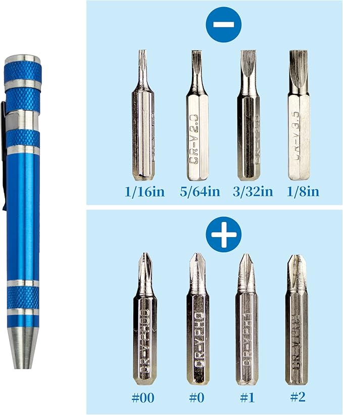 SWATOM 8 in 1 Mini Screwdriver Set Small Screwdrivers Pen Magnetic Repair Tools EDC Compact Precision Gadgets for Computer Eyeglasses Daily Home Improvement Use (Red)