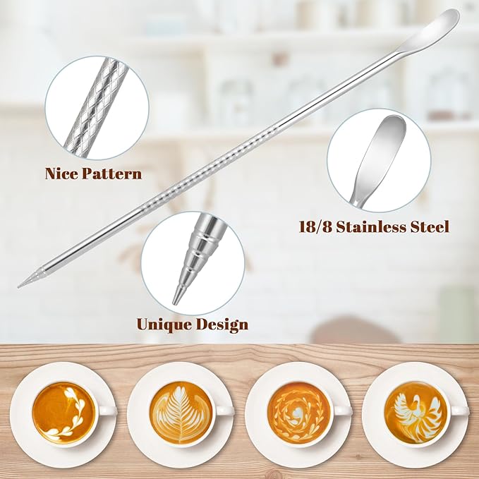 Amrules Milk Frothing Pitcher, 12 oz Milk Frother Cup with Clear Scale, 304 Stainless Steel Cappuccino Espresso Machine Accessories for Barista Coffee Bar with Latte Art Pen, Multipurple