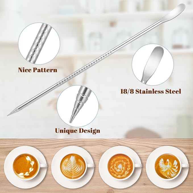 Amrules Milk Frothing Pitcher, 12 oz Milk Frother Cup with Clear Scale, 304 Stainless Steel Cappuccino Espresso Machine Accessories for Barista Coffee Bar with Latte Art Pen, Rose Gold