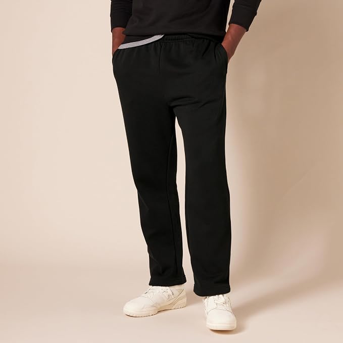 Amazon Essentials Men's Relaxed Straight Leg Fleece Open Bottom Sweatpant (Available in Big & Tall)