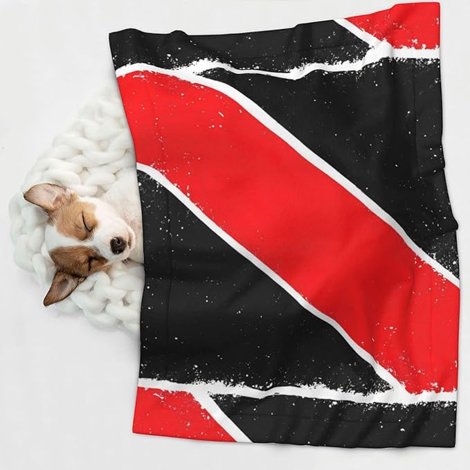 Two Sided Plush Pet Blanket for Crates Carriers Home Use, Trinidad and Tobago Flag, Reversible Throw with Cozy Dot Fabric and Silky Reverse for Small Large Pets