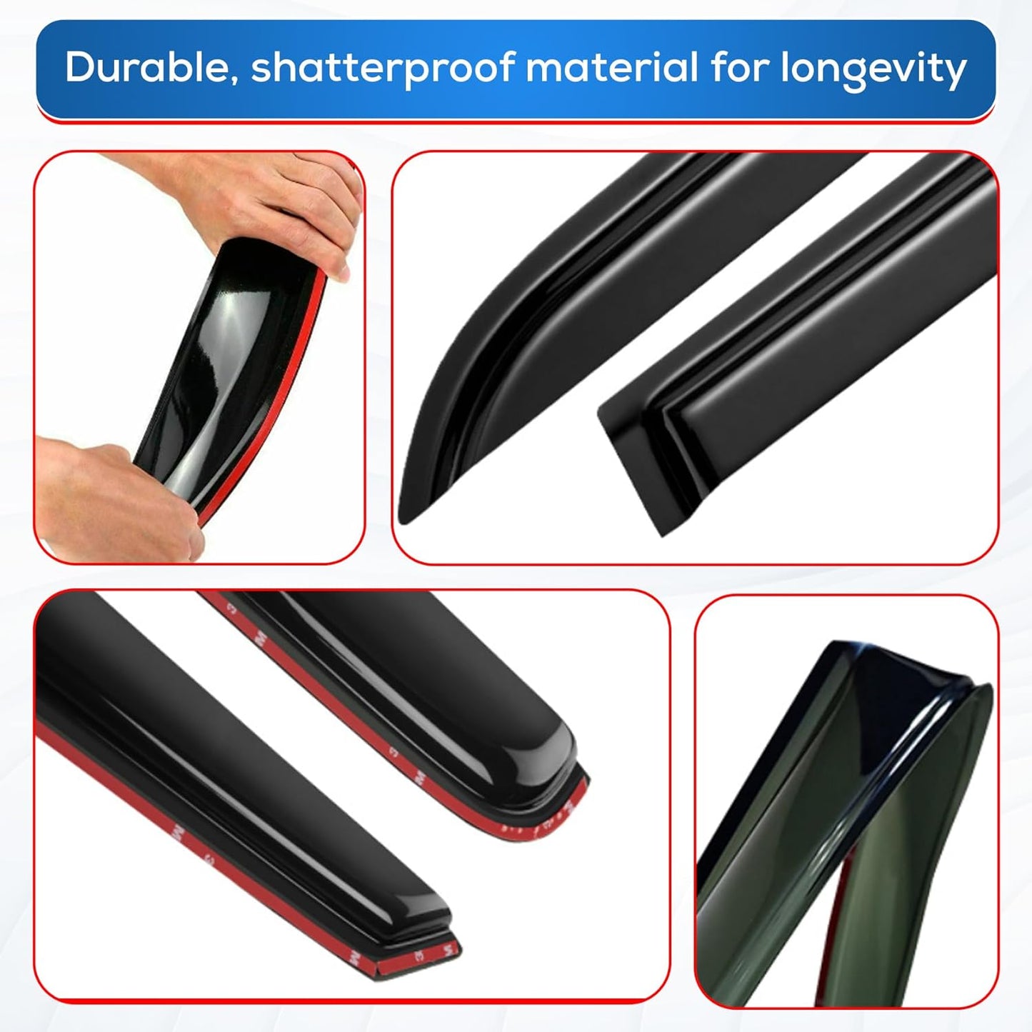 KPY Window Visor Compatible with Dodge Dakota Crew Cab 2000-2004, 4PC Rain Guard Side Window Vent Deflectors in-Channel Style, 2000 2001 2002 2003 2004