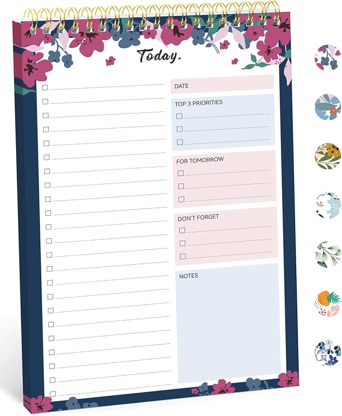 Taja To Do List Notepad, Undated Daily Planner for Work and Goal Setting | Twilight Petals, 52 Sheets, 9.8" x 6.5" , for Office, Home and school, Daily Task Planning, Notes and Everyday Organization