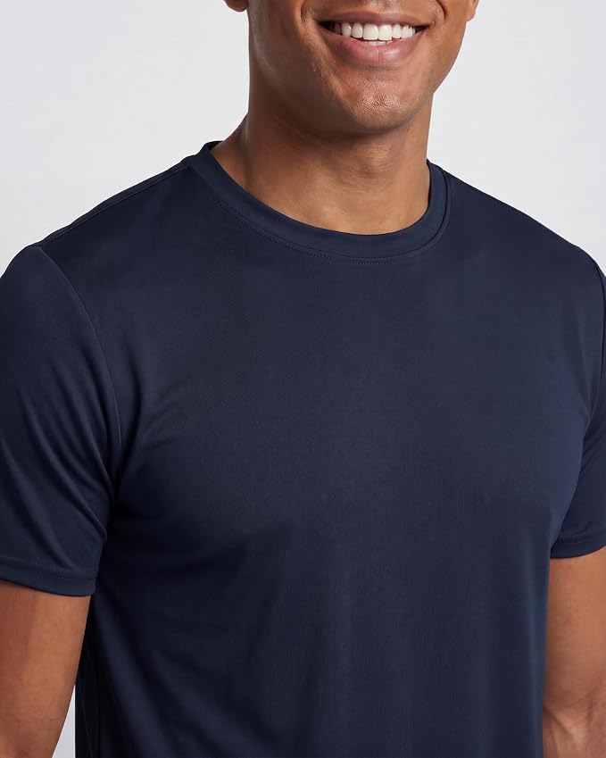 5 Pack Men's Dry Fit Short Sleeve T-Shirt Gym Workout Athletic Running Tee | Cooling, Moisture-Wicking, Crew Neck, Quick-Dry, Breathable, Active, Exercise, Fitness, Basketball, Cycling, Hiking, Tennis