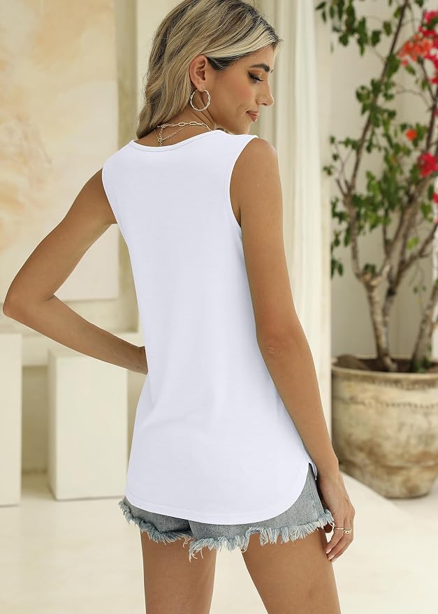 Halife Womens Half Zip V Neck Tank Tops Summer Sleeveless Shirts Casual Loose Top Blouses T Shirts