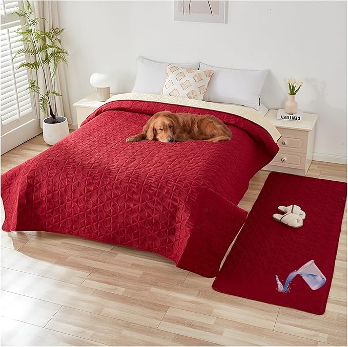 Waterproof Dog Bed Cover Pet Blanket, Soft Pet Couch Covers for Sofa Washable, Bed Couch Sofa Furniture Protector for Puppy Cat Kids (Red,75 * 180 CM)