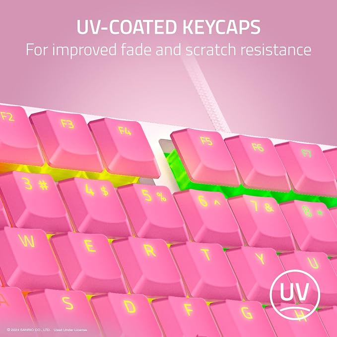 Razer Ornata V3 TKL Gaming Keyboard, Hello Kitty & Friends Edition | Low-Profile Keys, Mecha-Membrane Switches, UV-Coated Keycaps, Backlit Media Keys, 8-Zone RGB Lighting, Magnetic Wrist Wrest